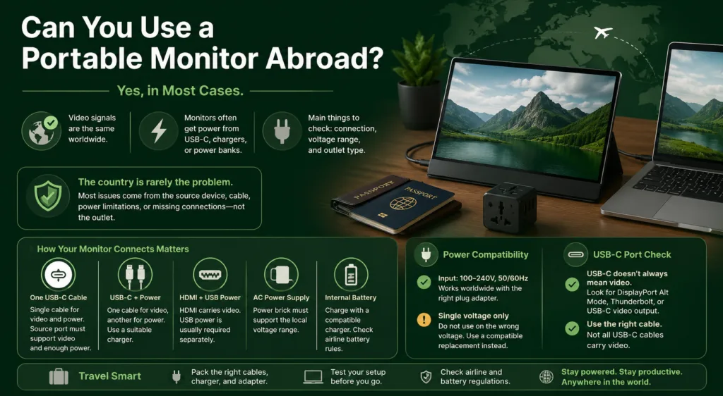 Discover if you can use a portable monitor abroad with tips on compatibility and travel-friendly features.
