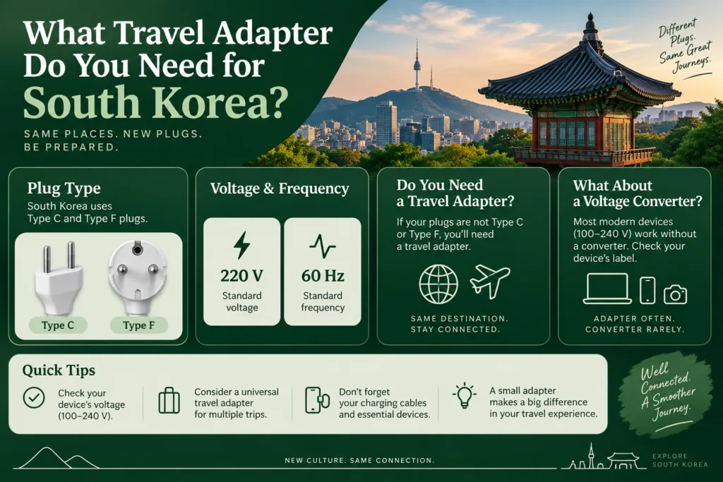 Guide to south korea travel adapter types and compatibility for hassle-free international trips.